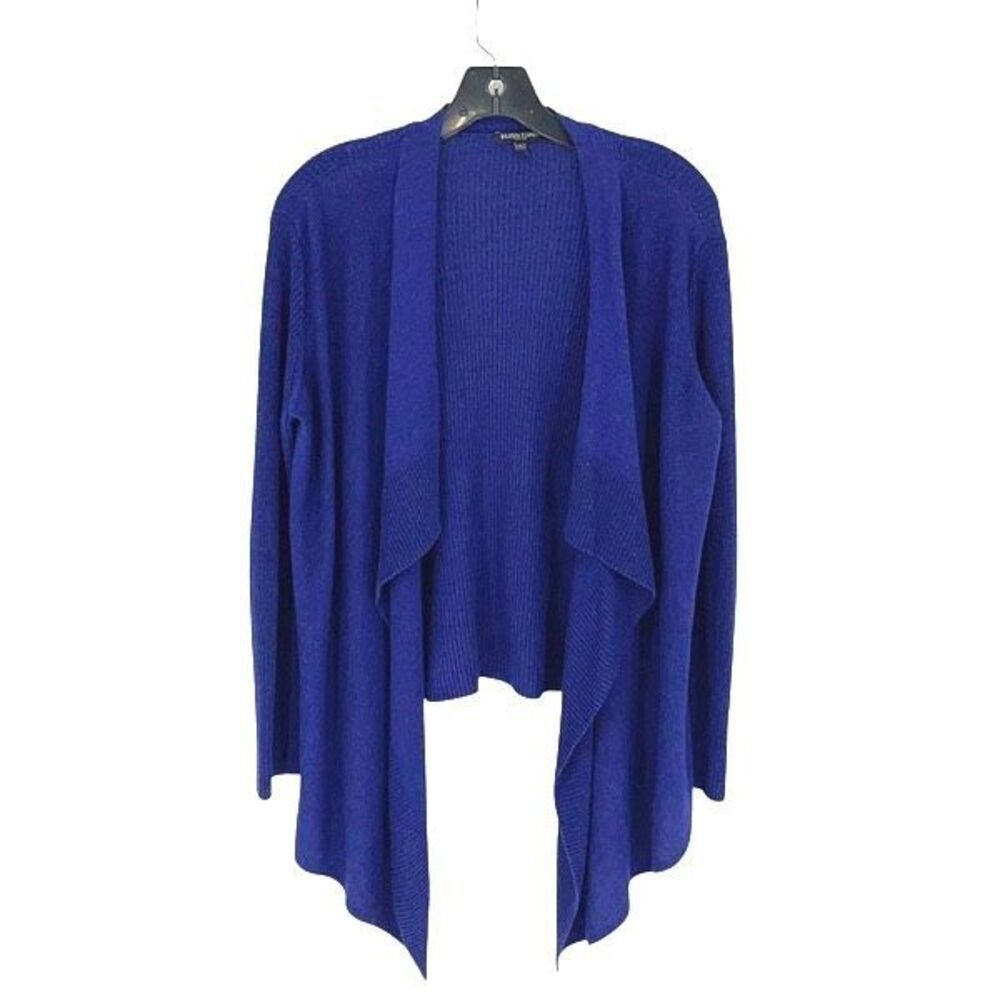 Eileen Fisher Cardigan Womens PM Blue Minimalist Silk Blend Open Front Waterfall